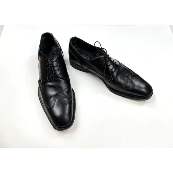Salvatore Ferragamo Round Toe Derby Mens‎ 8.5 D Black Leather Dress Shoes Oxford